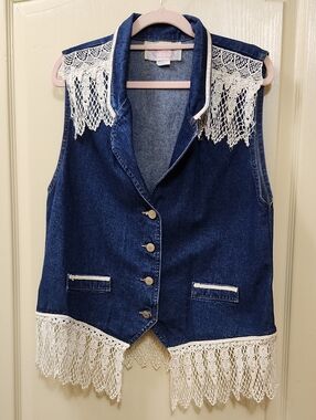 Vintage "Just for You by Jeanina" Upcycled Denim Vest